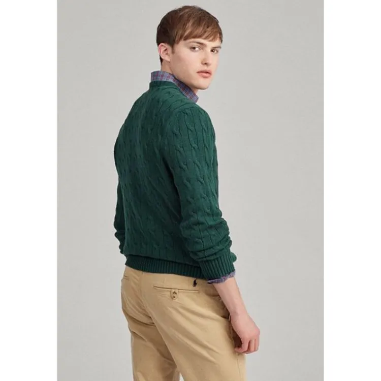RL Cable Knit Cotton Sweater Green