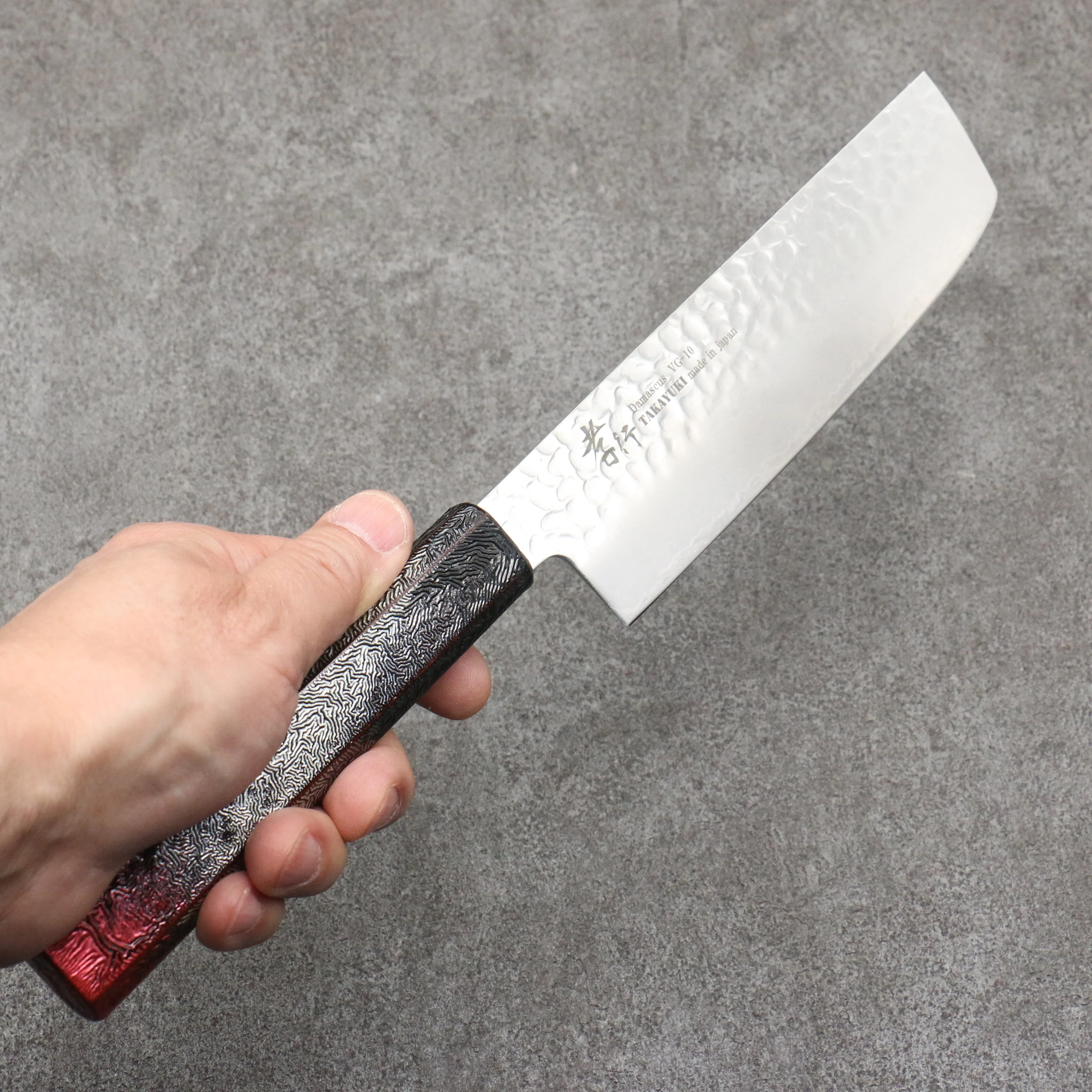 Sakai Takayuki Rinnou VG10 33 Layer Damascus Nakiri160mm Red Lacquered Handle