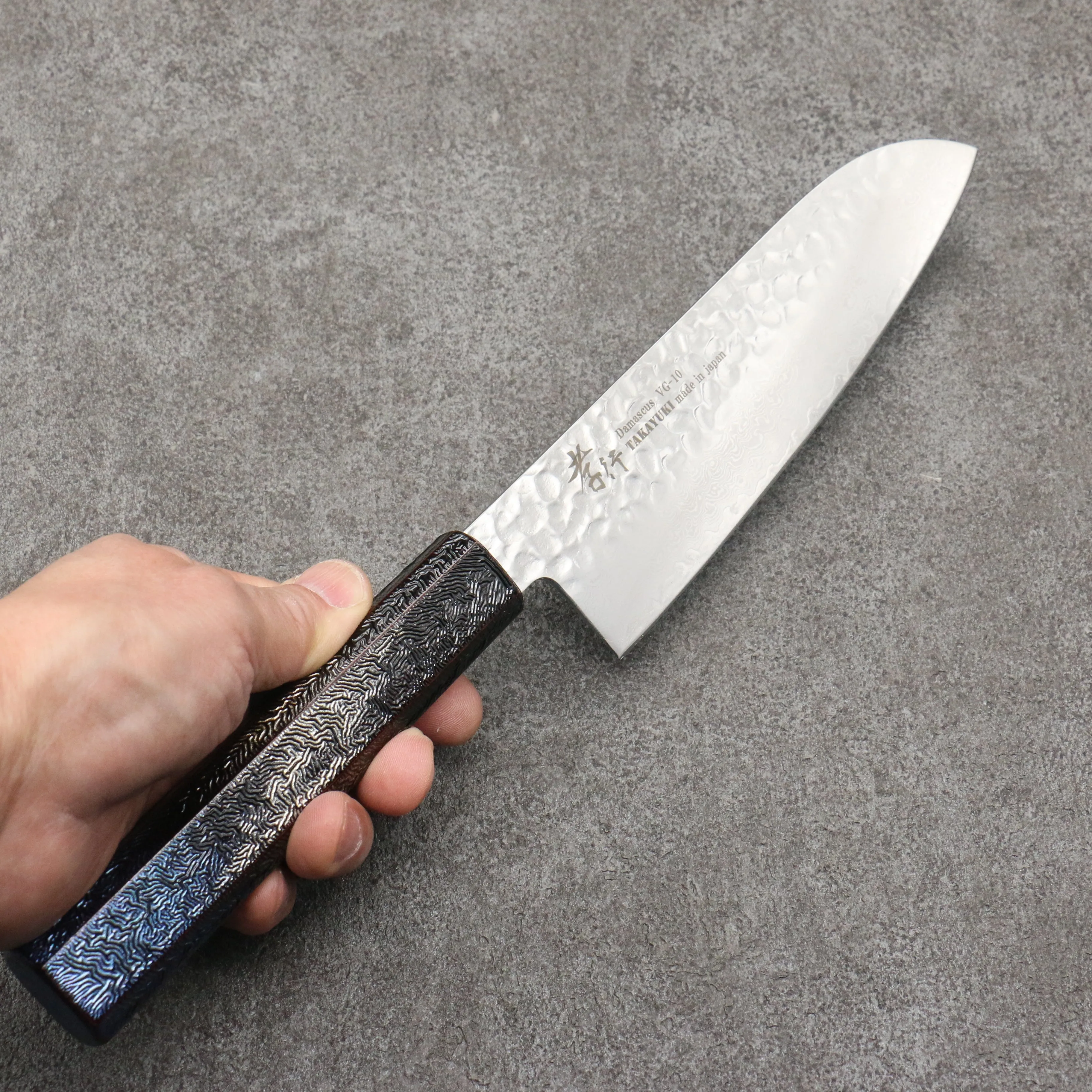 Sakai Takayuki Rinnou VG10 33 Layer Damascus Santoku170mm Blue Lacquered Handle