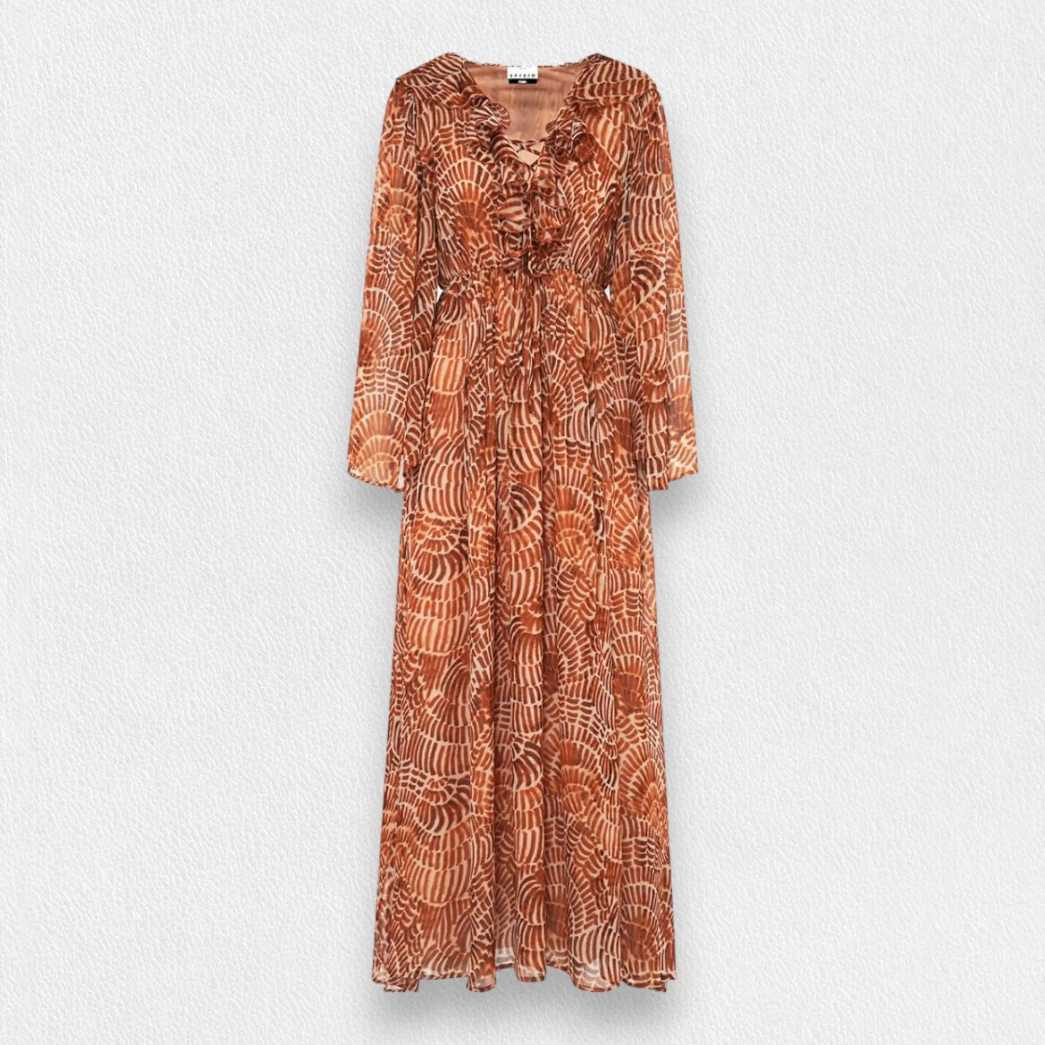 SFIZIO - RUST PRINT RUFFLED DRESS