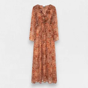 SFIZIO - RUST PRINT RUFFLED DRESS