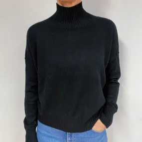 Slouchy Black Cashmere Turtle Neck Jumper Medium