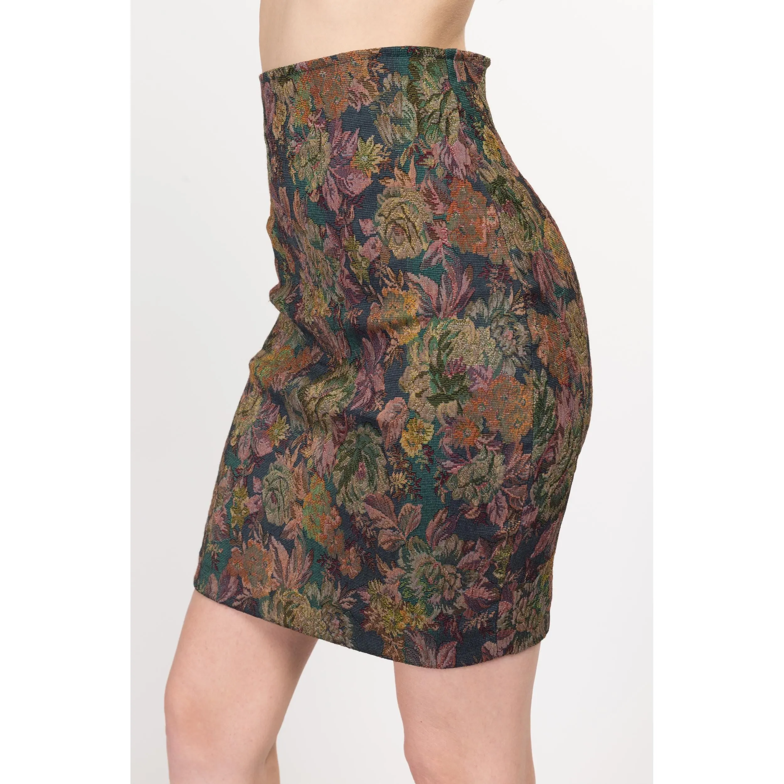 Sm-Med 90s Floral Tapestry Mini Pencil Skirt