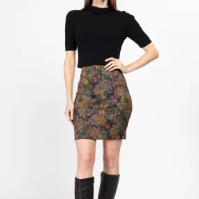 Sm-Med 90s Floral Tapestry Mini Pencil Skirt