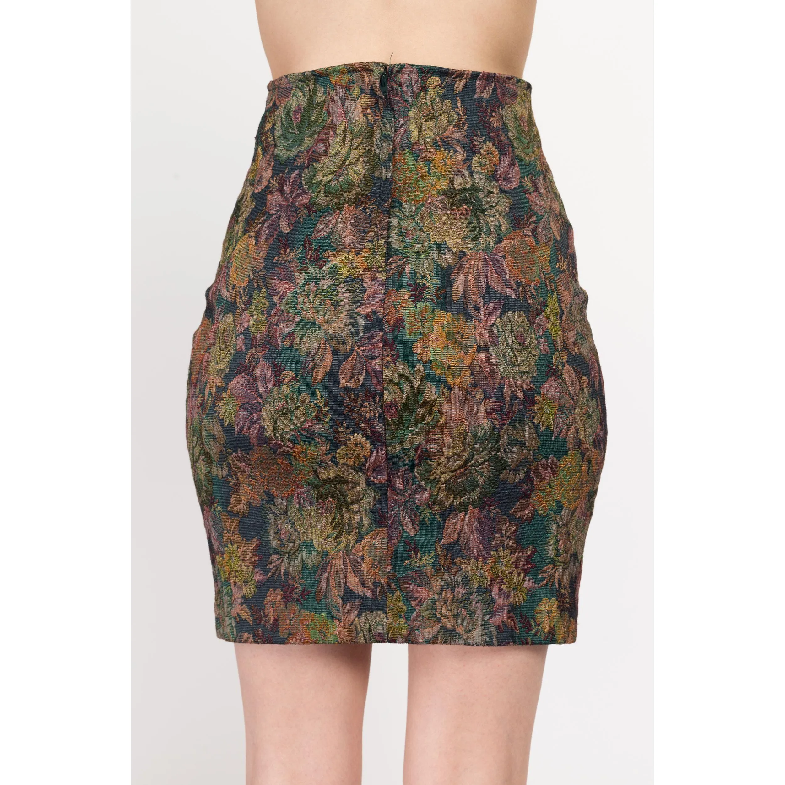 Sm-Med 90s Floral Tapestry Mini Pencil Skirt