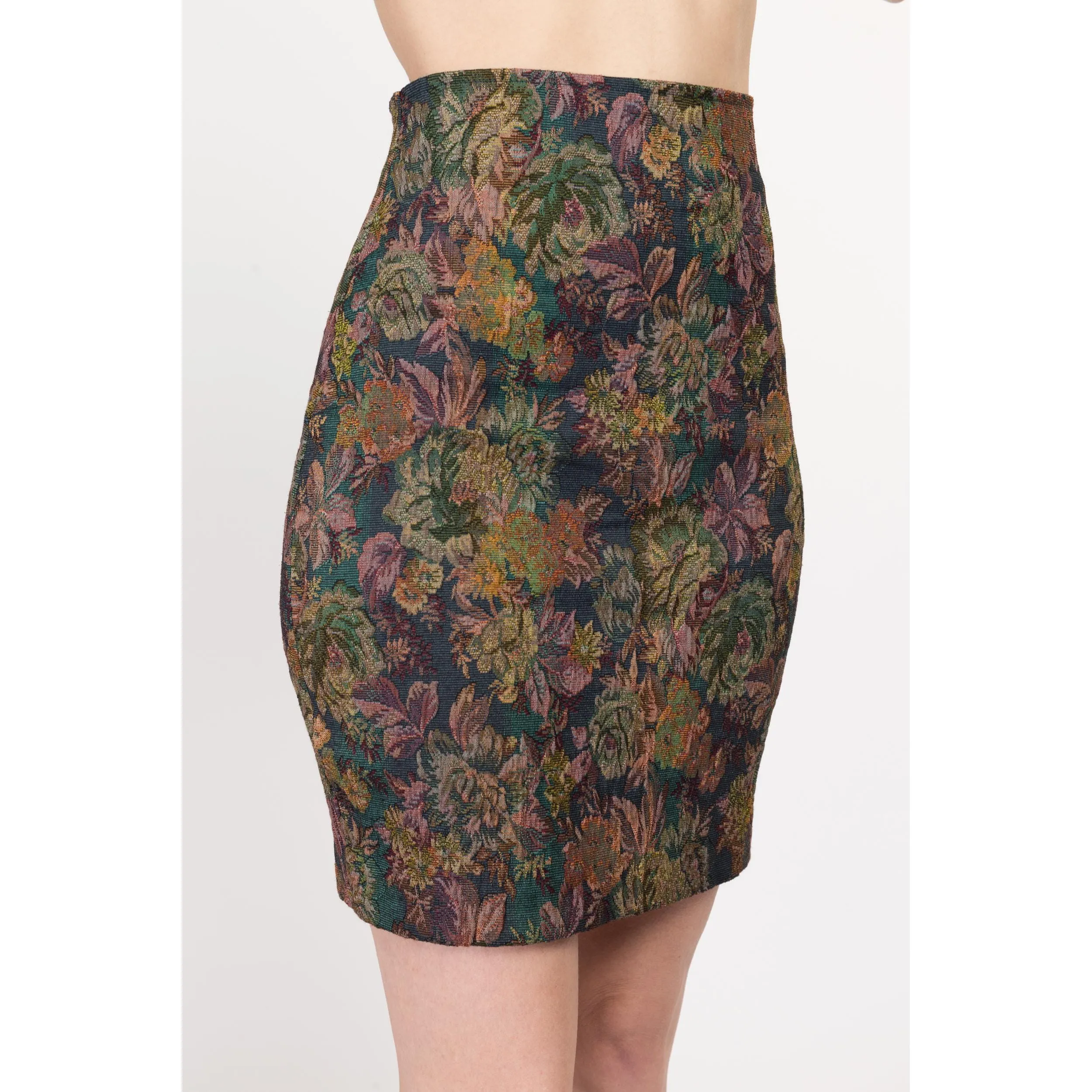 Sm-Med 90s Floral Tapestry Mini Pencil Skirt