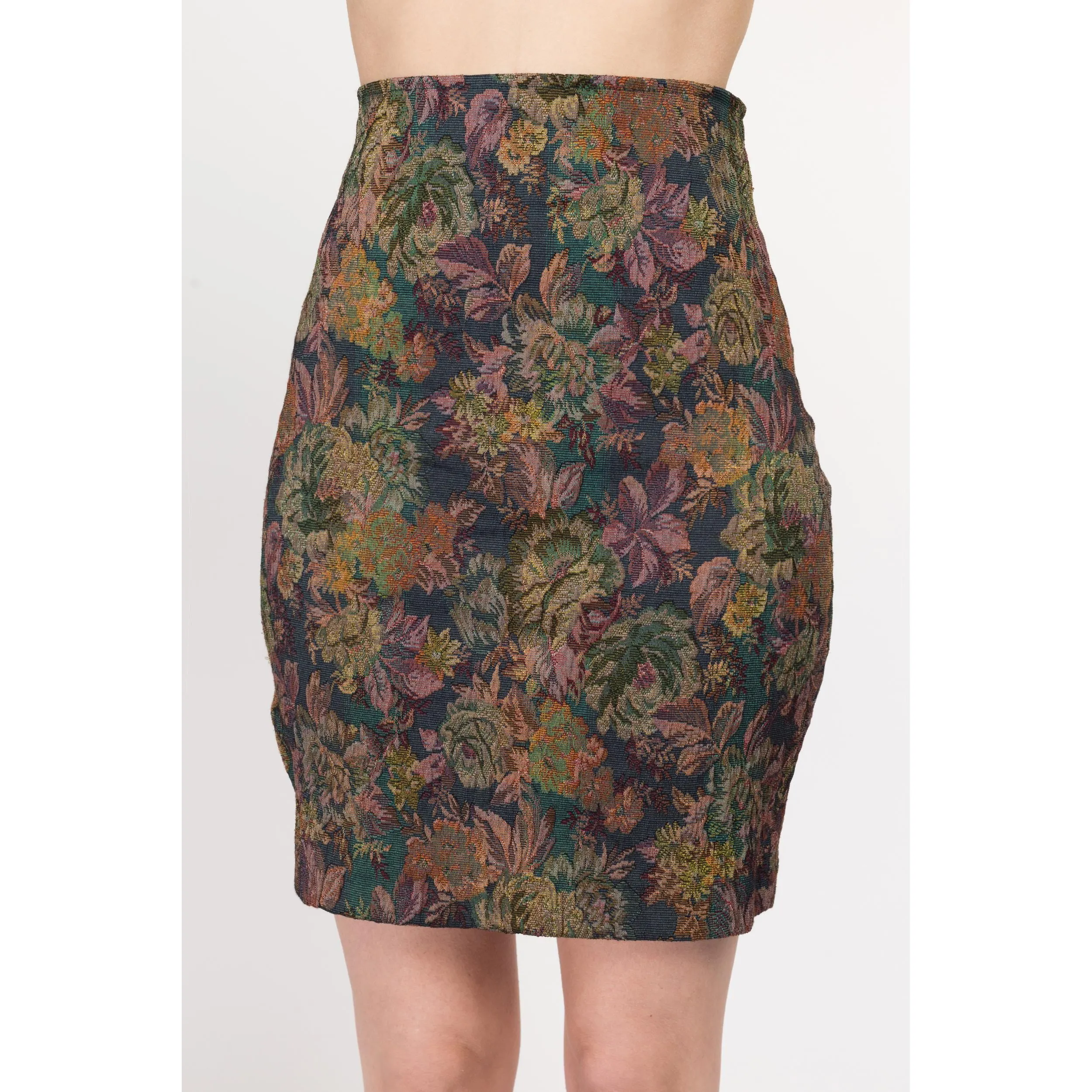 Sm-Med 90s Floral Tapestry Mini Pencil Skirt