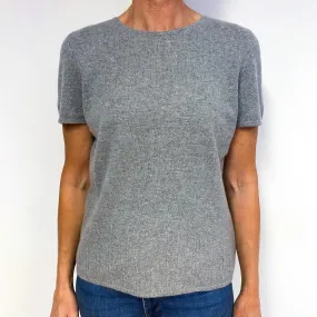 Smoke Grey Cashmere Crew Neck Short Sleeve Jumper Medium