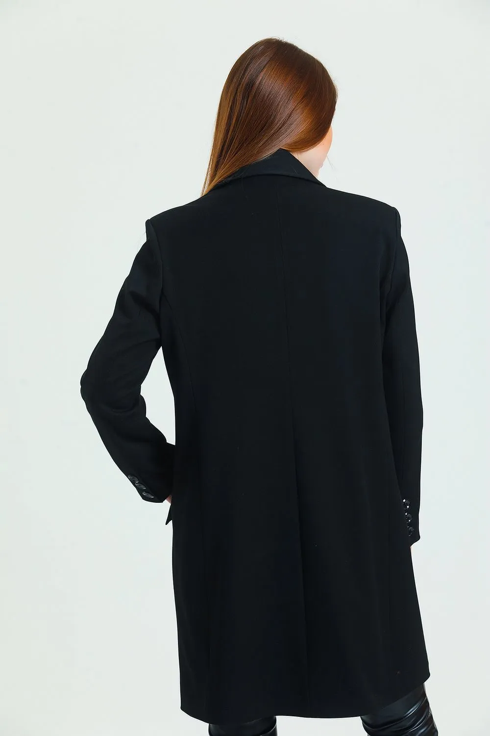SNS Sense Black 6-Button Lined Trench Coat - Reading