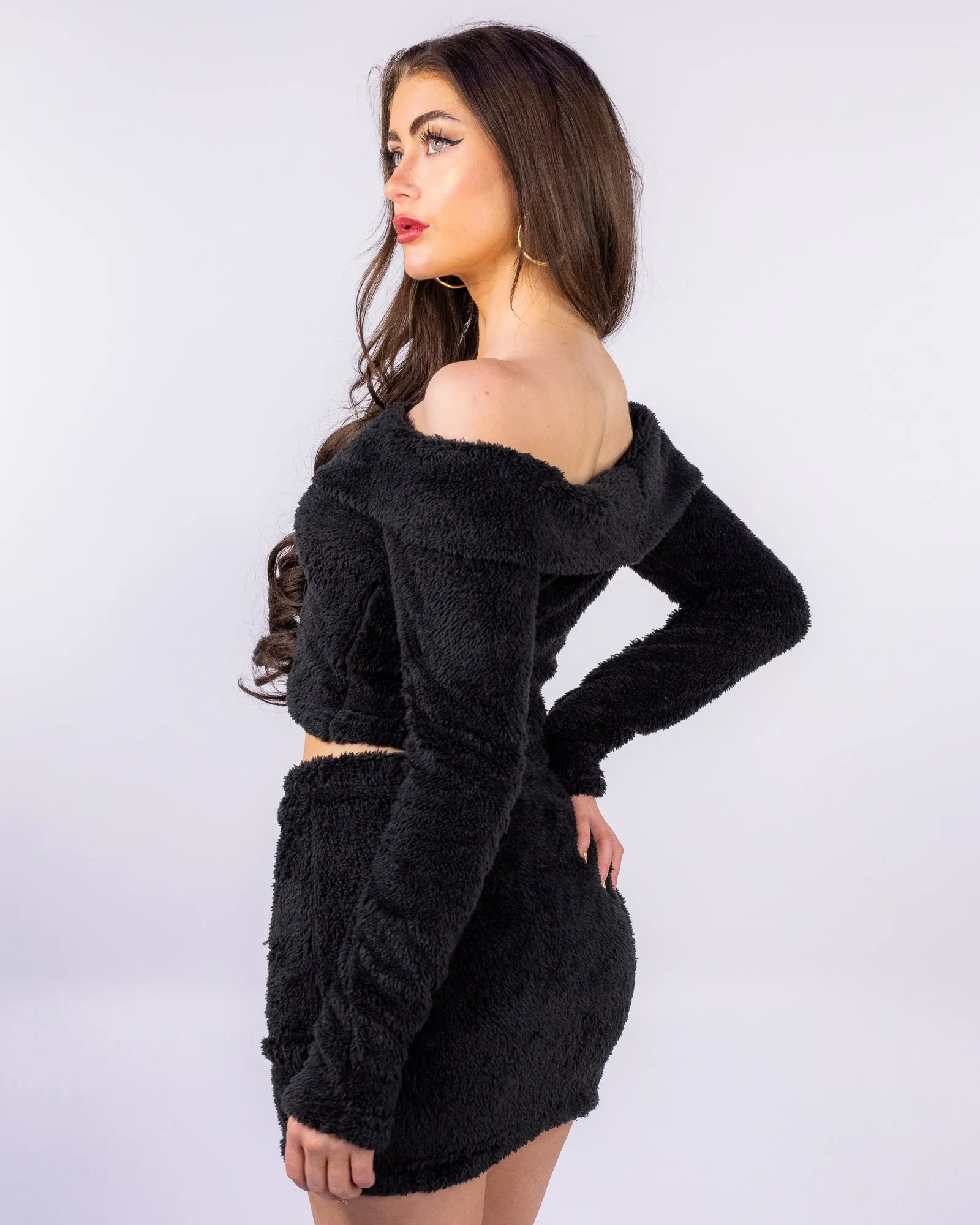 So Plush Women's Black 2pc Skirt Set