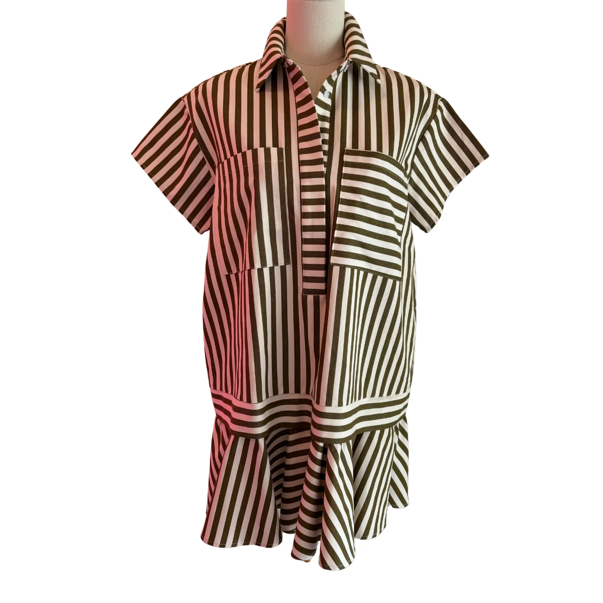 Striped Mini Shirt Dress