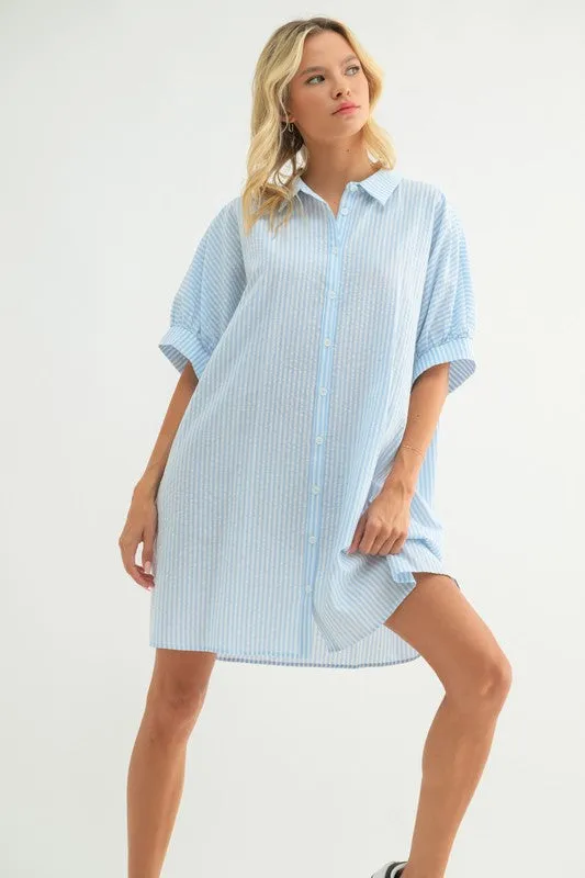 Striped Shirt Mini Dress