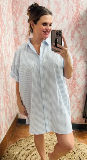 Striped Shirt Mini Dress