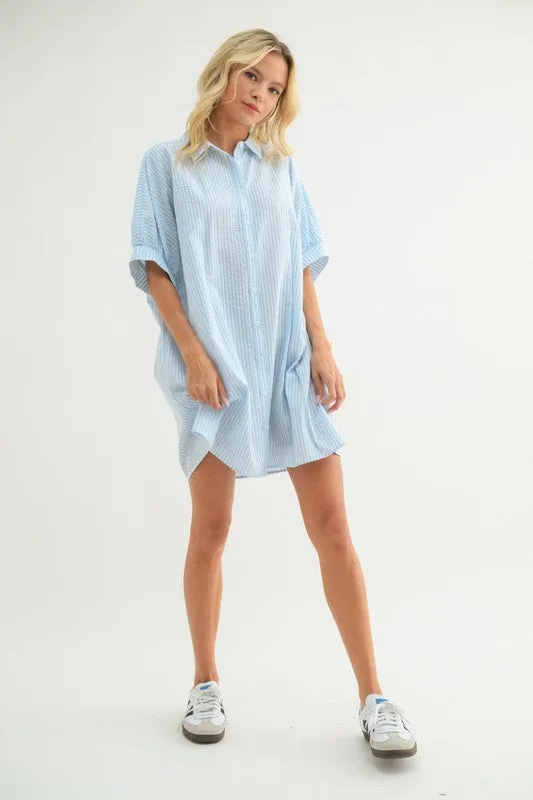 Striped Shirt Mini Dress