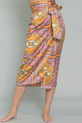 Tangerine Pink Wrap Skirt