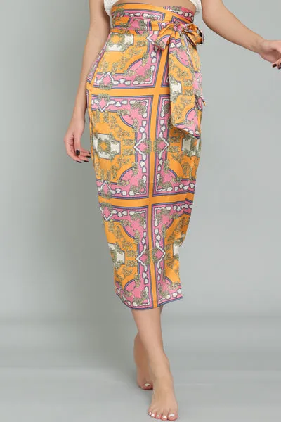 Tangerine Pink Wrap Skirt