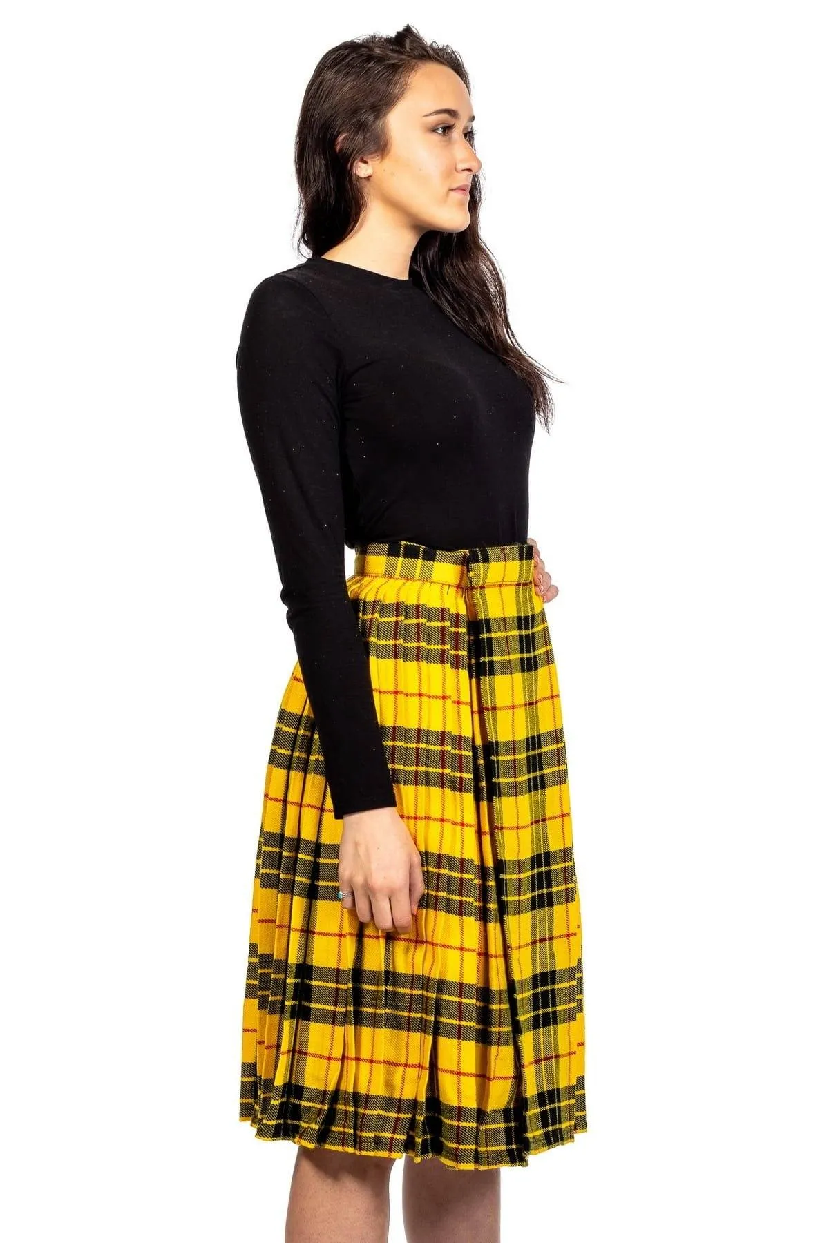 Tartan Pleated Midi Skirt