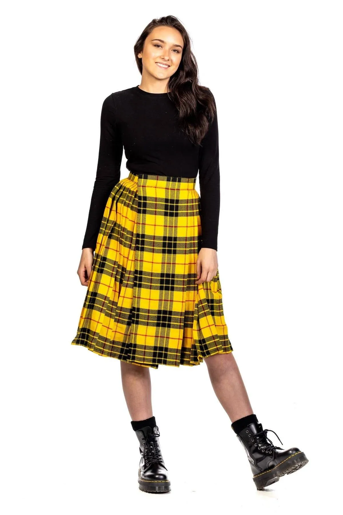Tartan Pleated Midi Skirt