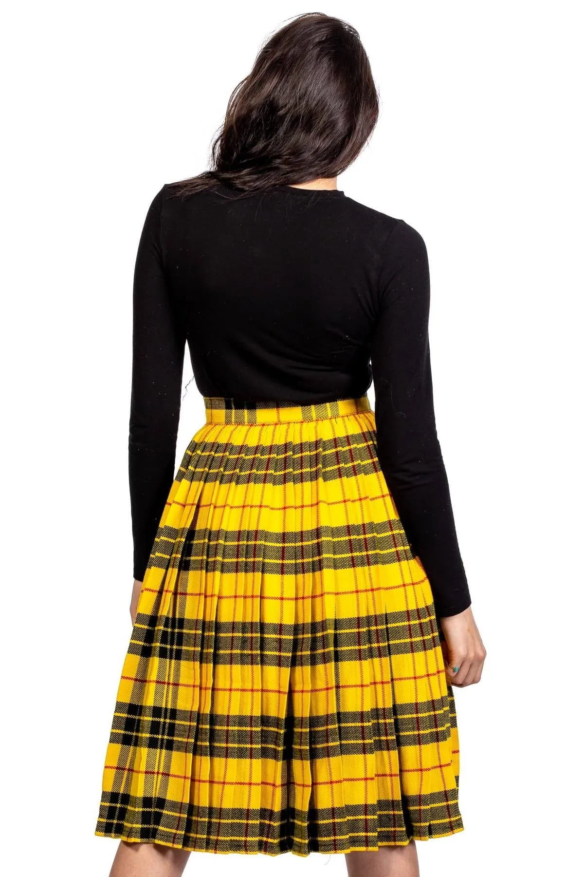 Tartan Pleated Midi Skirt