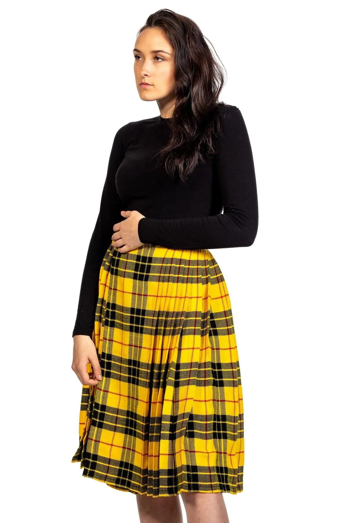 Tartan Pleated Midi Skirt
