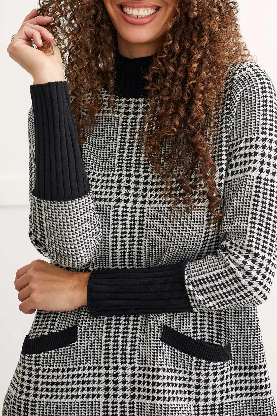 Tribal  Fall/Winter 2023-7533O/4654-Sweater Dress- Black Multi