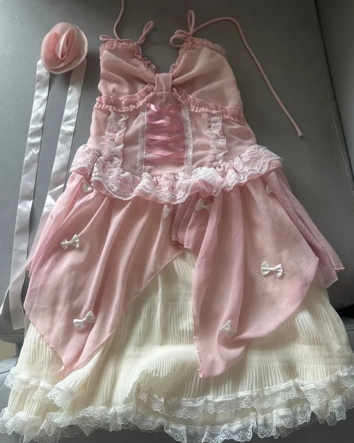 Uniwim dti outfits Sunset Rose Summer Gentle Ballet Style Sling Dress Lolita Sweet Birthday Dress Princess Dress Summer