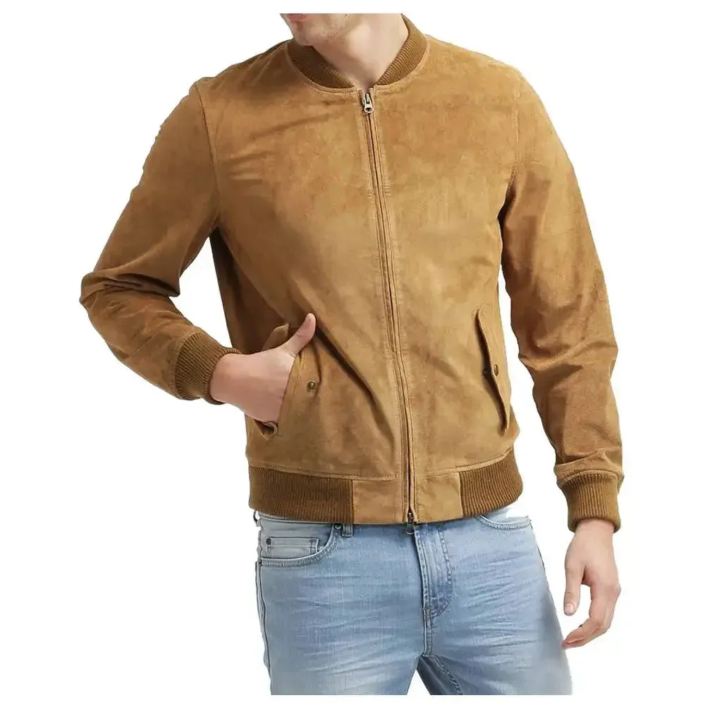 USA Suede Leather Bomber Jacket – Classic & Stylish