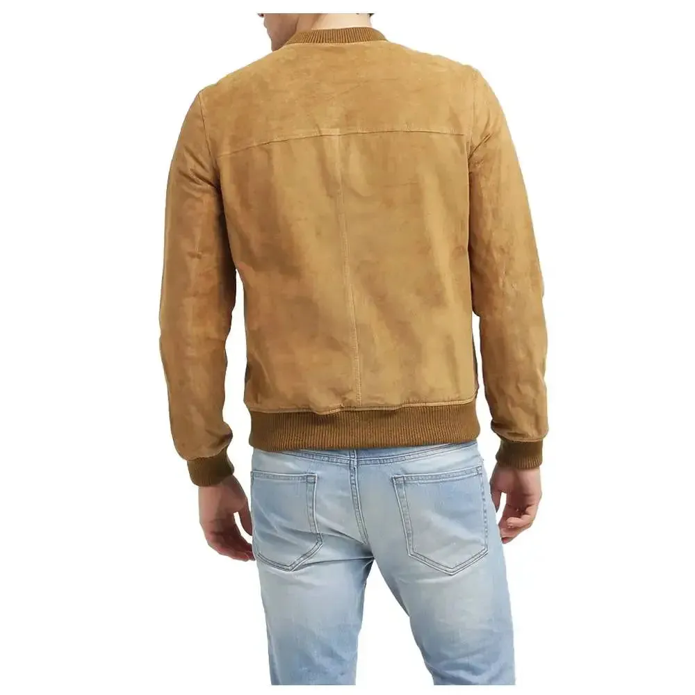 USA Suede Leather Bomber Jacket – Classic & Stylish