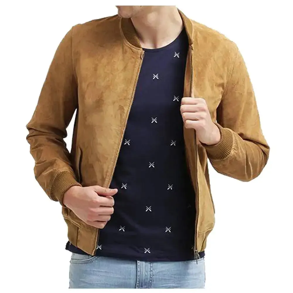USA Suede Leather Bomber Jacket – Classic & Stylish