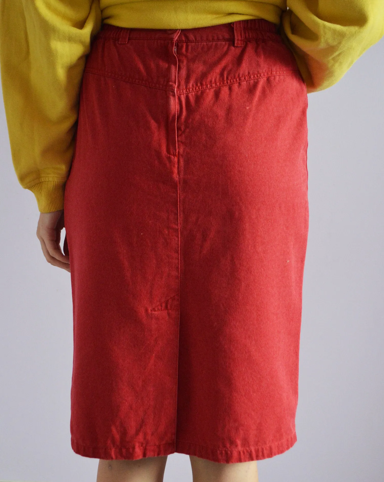 Vintage denim Y2K denim pencil skirt in red