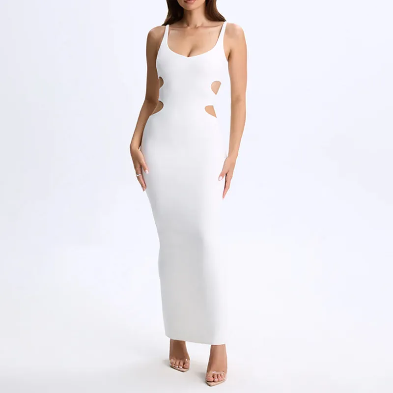 Wenkouban maternity Women's EBay Summer New Sling Square Collar Side Open Waist Sexy High Waist Split Dress