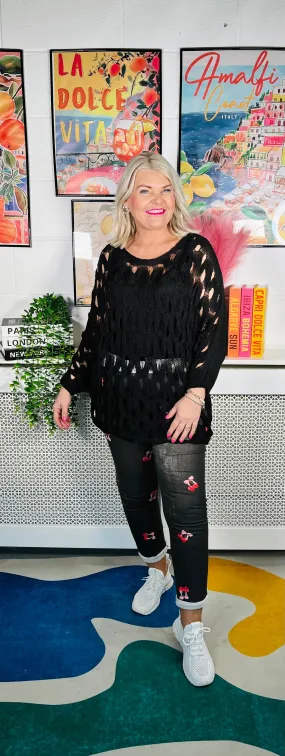 Wild Halo Crochet Top - Black