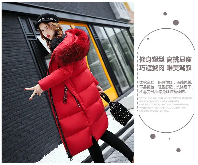 Winter Big Thick Slim Long Coat Fashion Zipper Hooded Faux Fur
