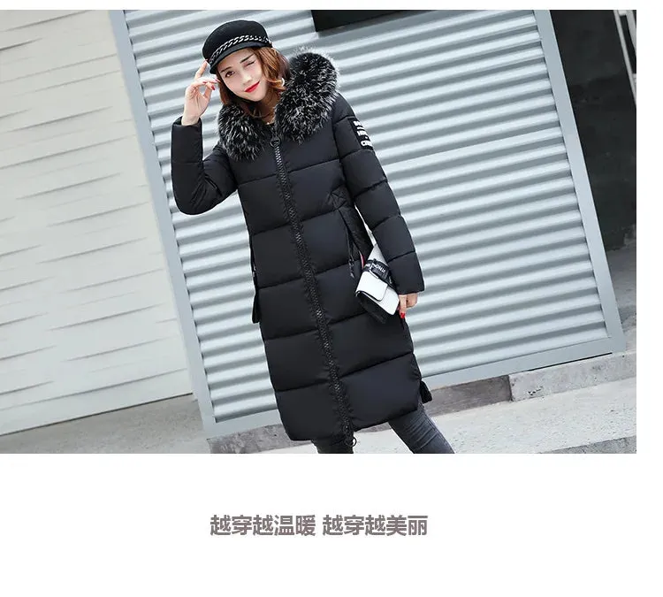 Winter Big Thick Slim Long Coat Fashion Zipper Hooded Faux Fur