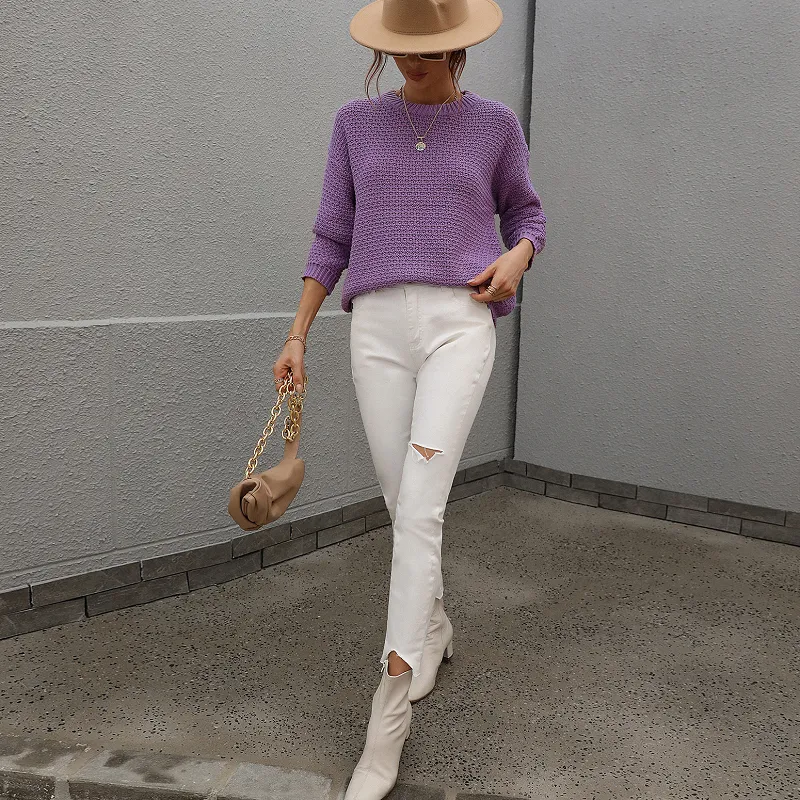 Women's Crew Neck Knitted Jumper