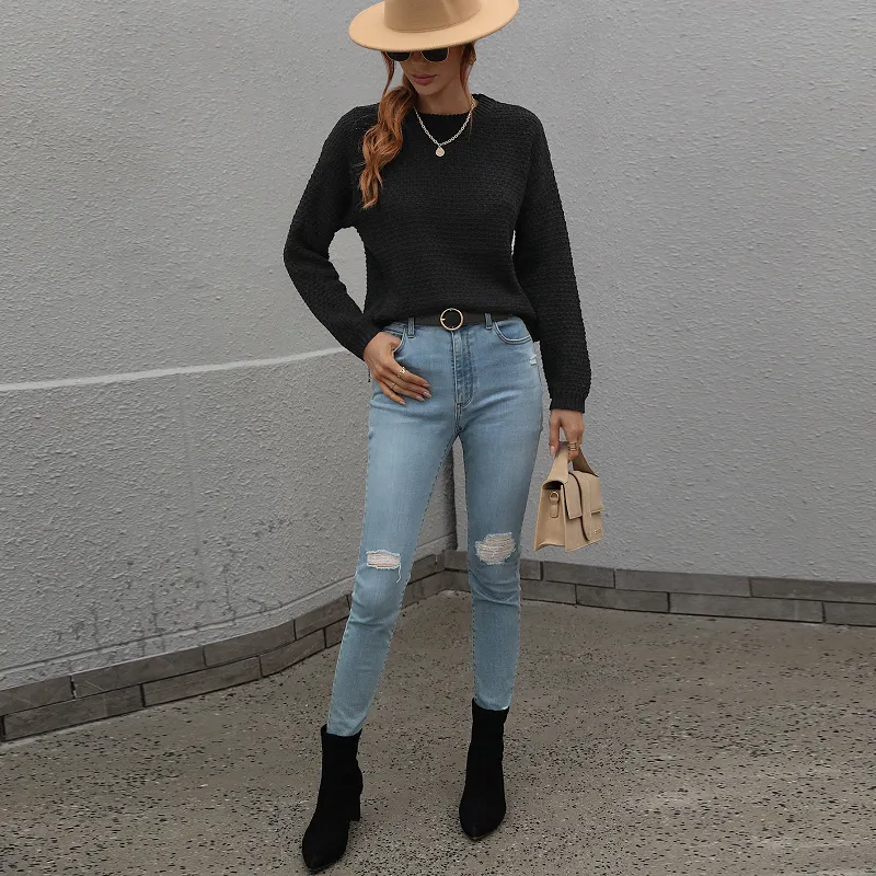 Women's Crew Neck Knitted Jumper