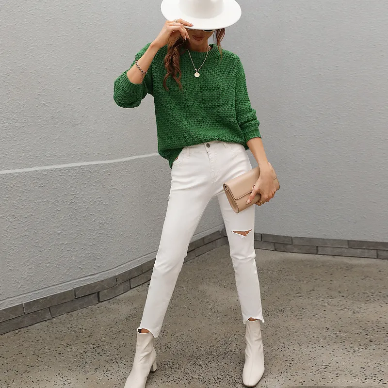 Women's Crew Neck Knitted Jumper