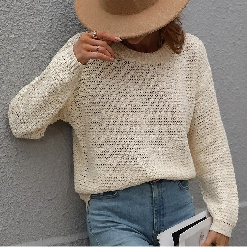 Women's Crew Neck Knitted Jumper