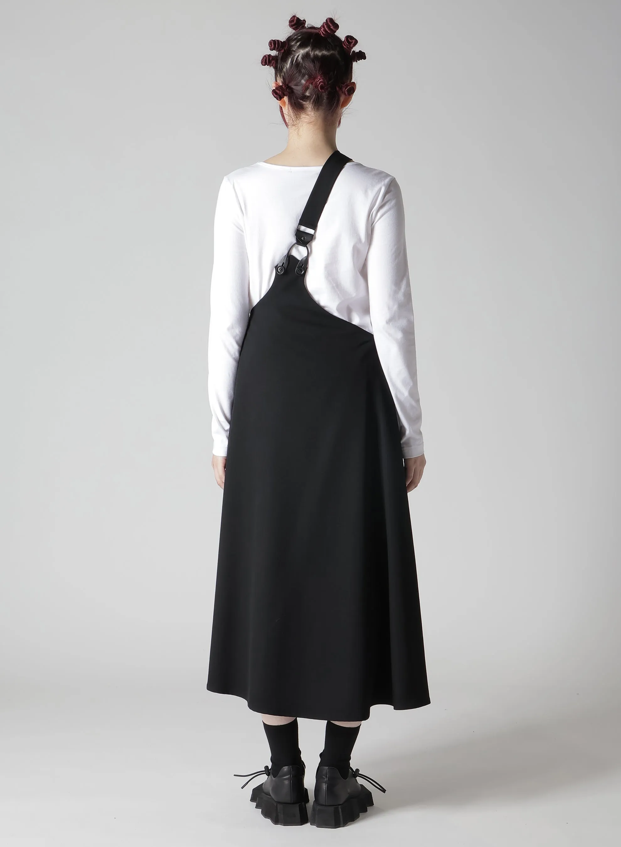 WOOL GABARDINE SHOULDER STRAP SKIRT