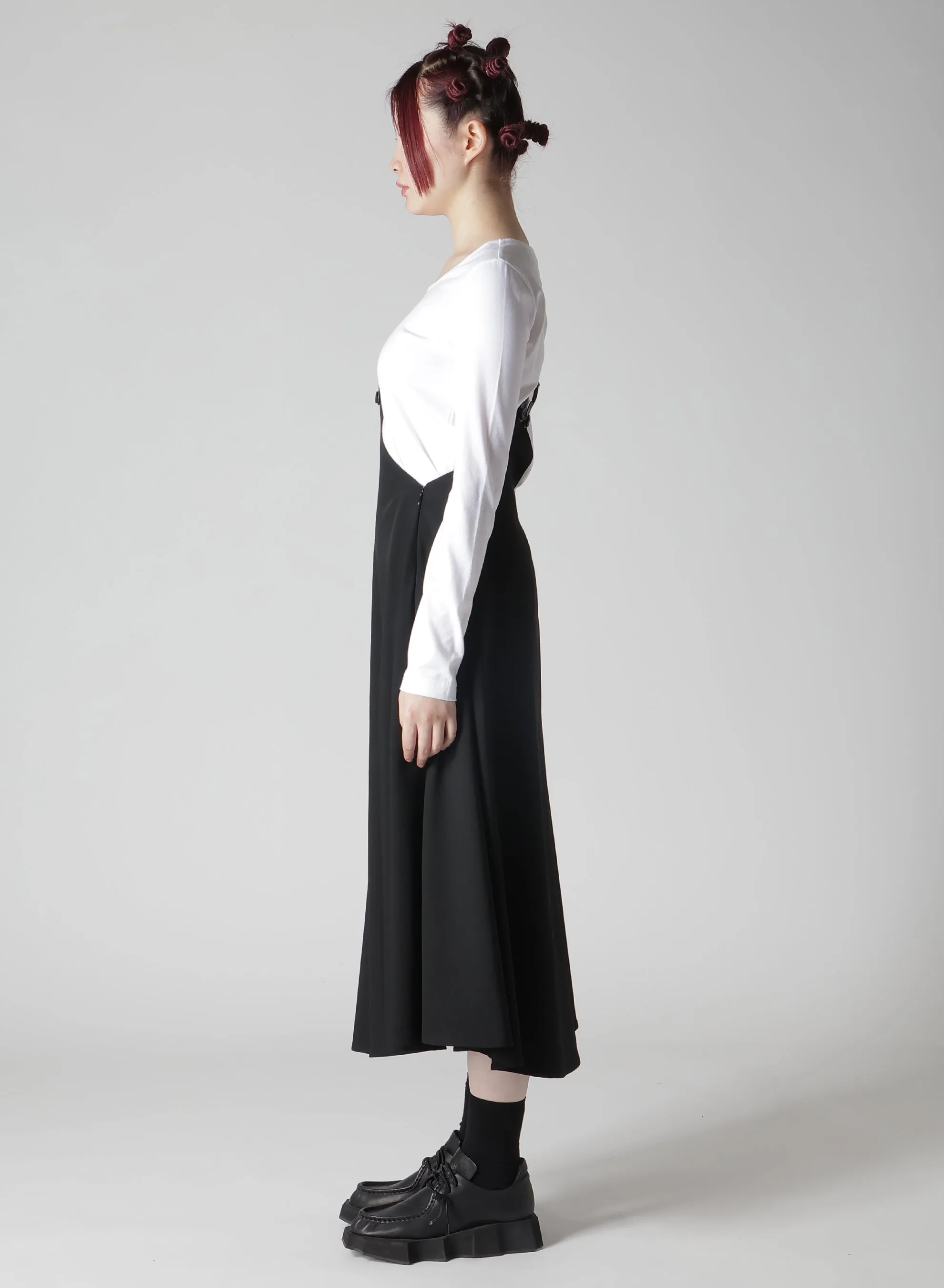 WOOL GABARDINE SHOULDER STRAP SKIRT